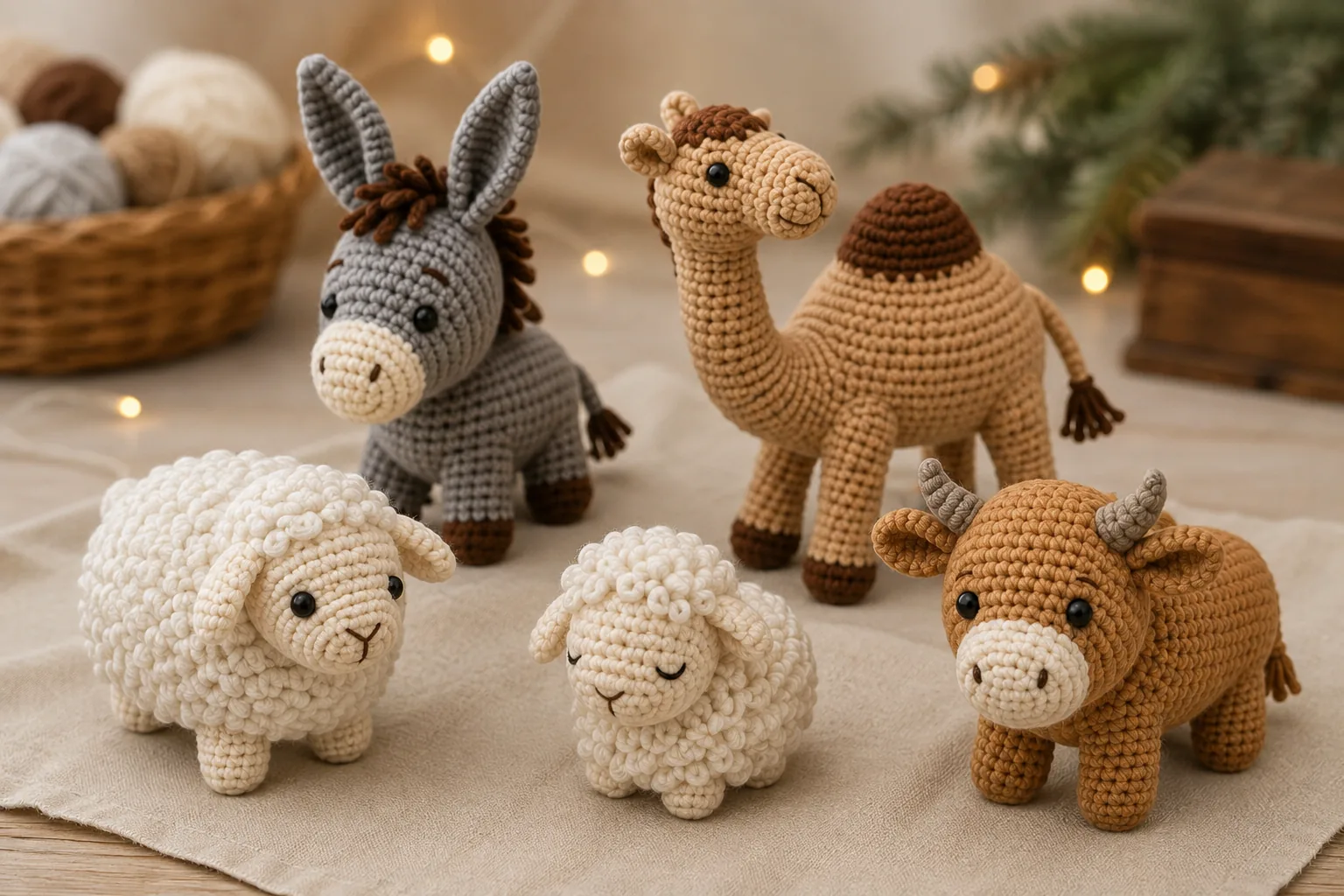 Animais do presépio em amigurumi